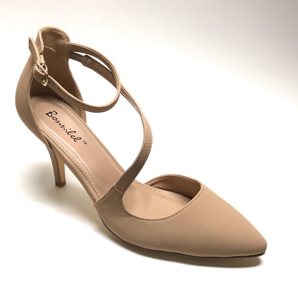 Natural Closed Back Ankle Strap Heel